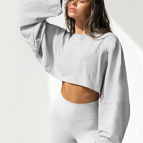 2025 Long Dolman Sleeve Sweater Sport T-shirt Women Pullover Outdoor Fitness Blouse Loose Casual Gym Workout Running Yoga Shirts
